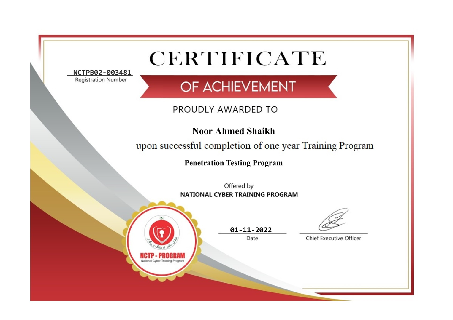 NCTP Certificate