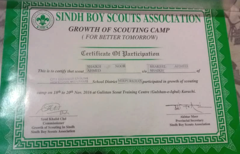 Scout | Provincial Representative @ Pakistan Boy Scouts